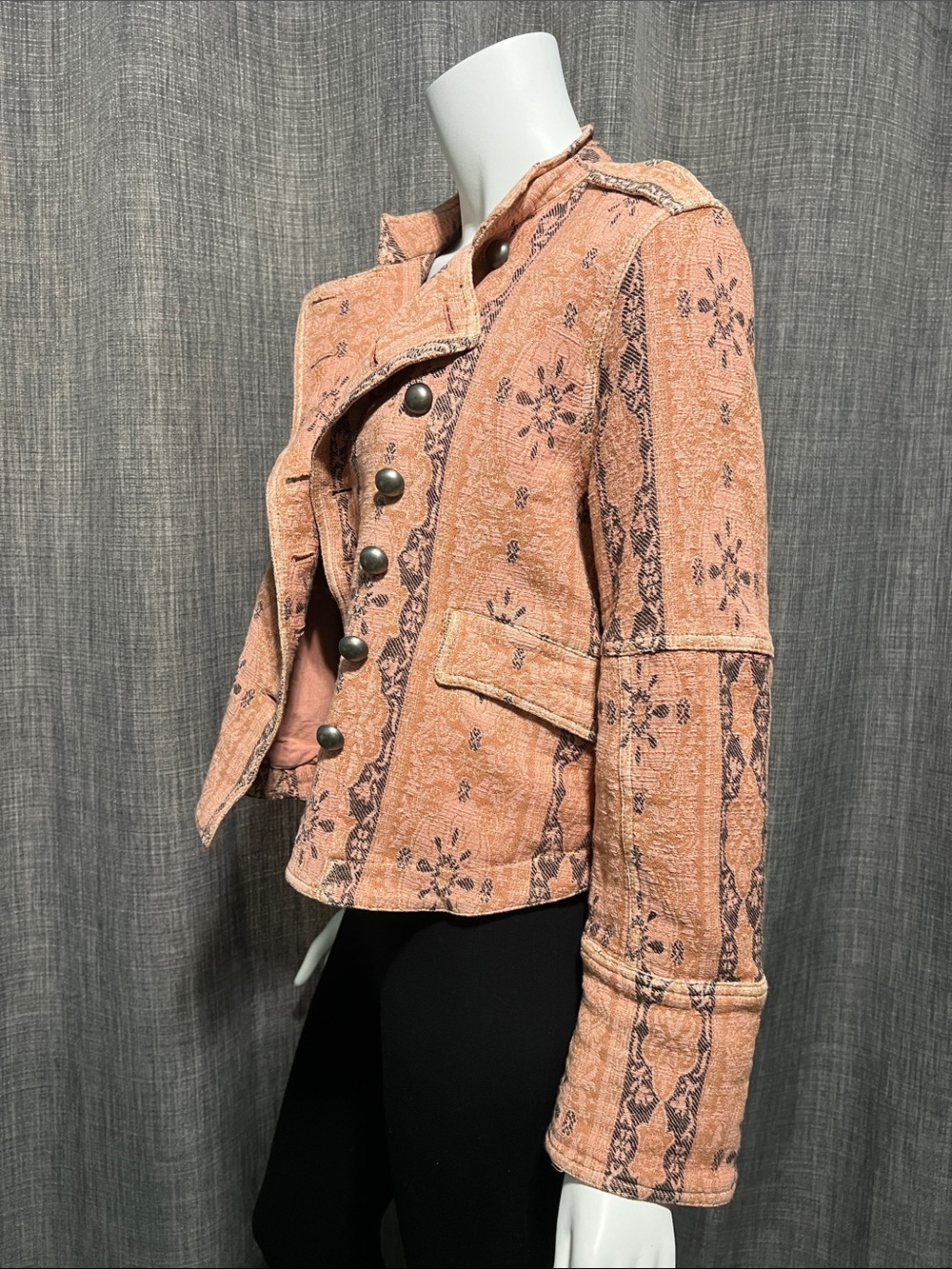 NWOT Free People Lotty 100% Cotton Jacquard Band Jacket Dusty Rose XS - Picture 11 of 14